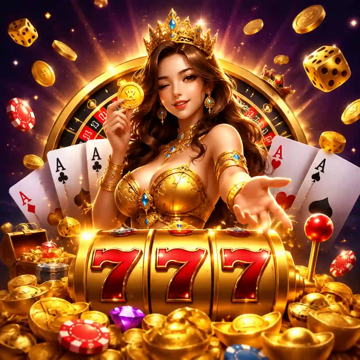 Ilustração de guia de slots com rolos e interface mobile